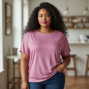 NWOT Tanjay Pink Metallic Textured Top Size 2X